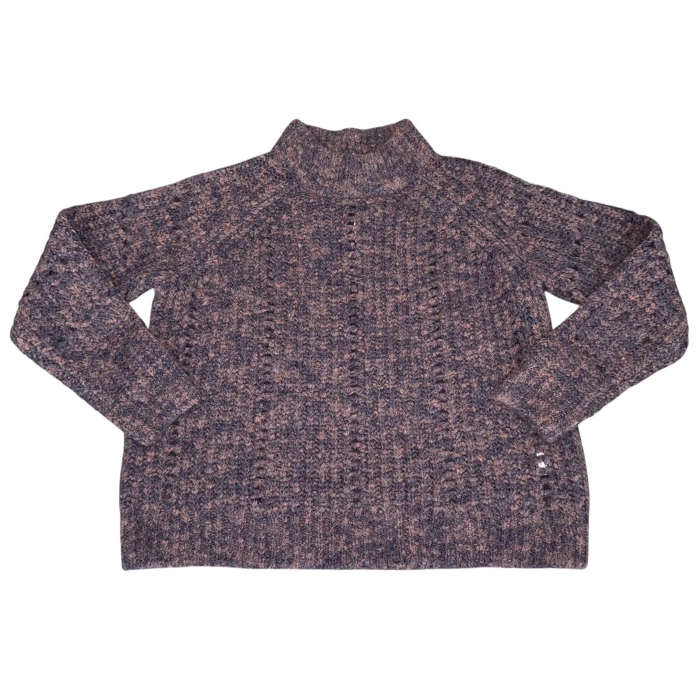 Madewell NWT‎ Pointelle Mockneck Pullover Sweater Size XS Purple Wool Blend Knit - Picture 3 of 13